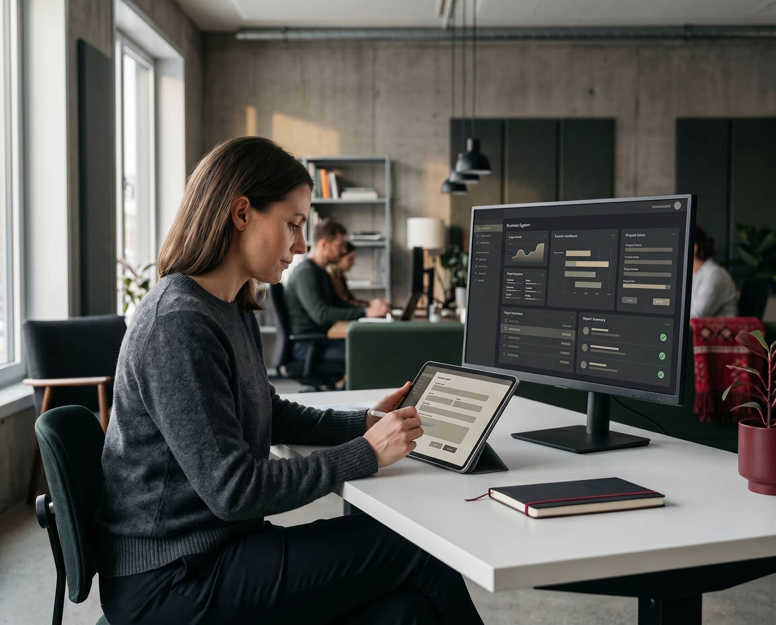 Medarbetare arbetar med Power Apps och Power Automate för att digitalisera och automatisera arbetsprocesser.